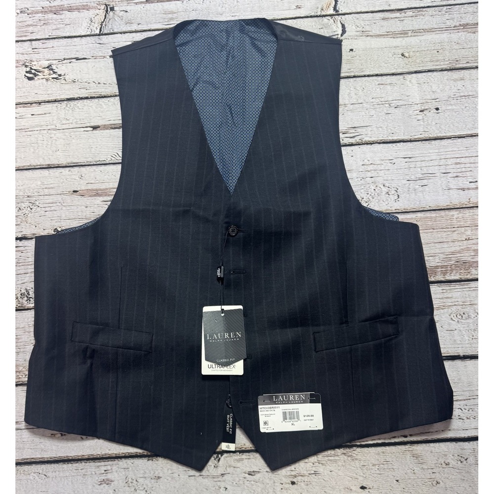 Lauren Ralph Lauren Suit Vest Men's XL Wool Gray Brown Ultra Flex Hitchcock NWT